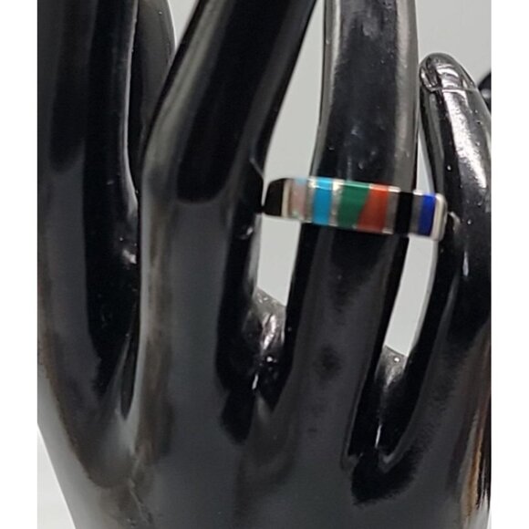 Aksel Holmsen Sterling Silver Multicolor Enamel Ring Norwegian Silversmith Sz 9 - Picture 1 of 12